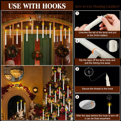 Viral Floating Candles  - Harry Potter Inspired - Smokeless Household Candle with Remote Control Wand for Halloween, Christmas, or Anytime Decor - Ornaments